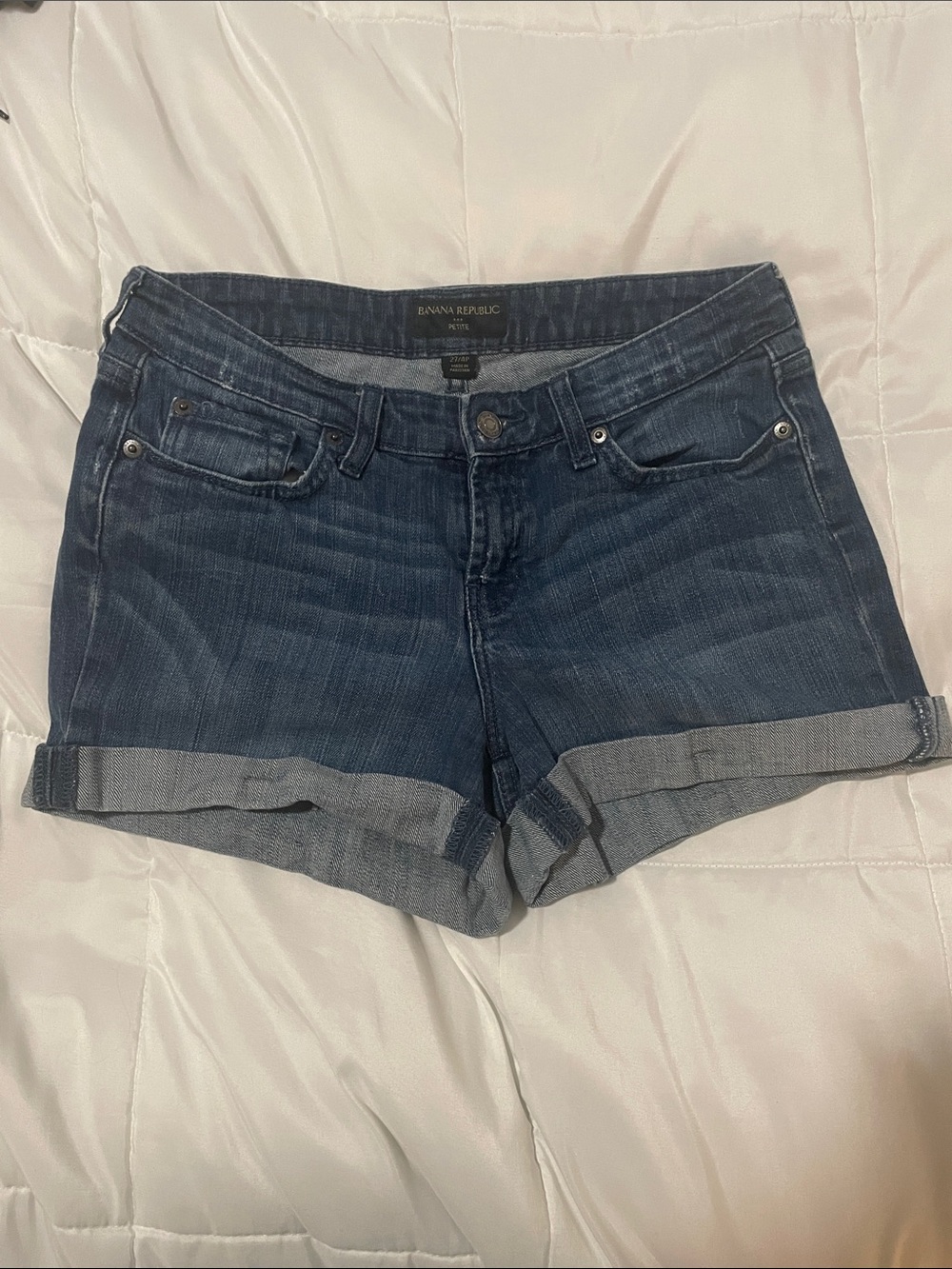 Banana Republic Factory Dark Blue Rolled-Hem Denim Shorts
